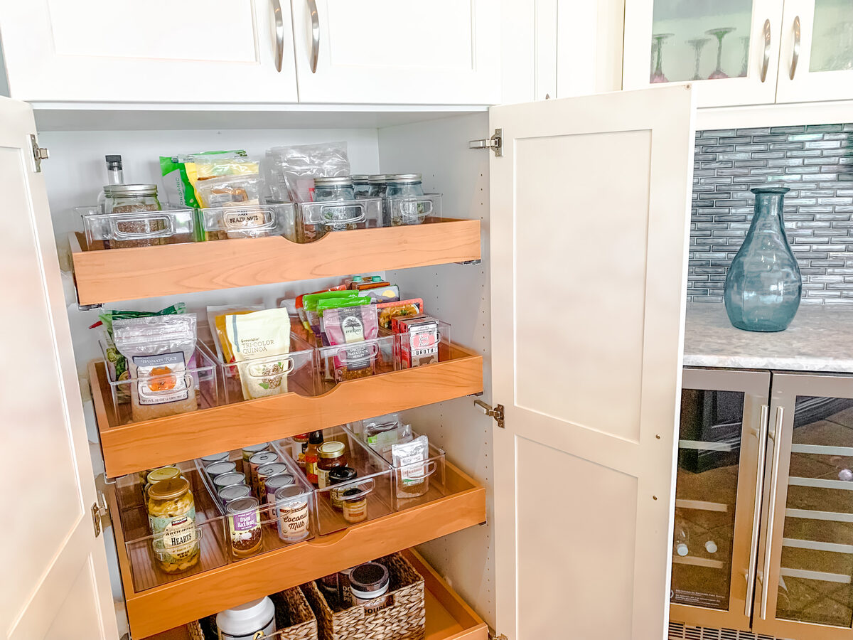 Pantry with visual groupings and labeled categories for ADHD-friendly access — Simply Spacial Sarasota