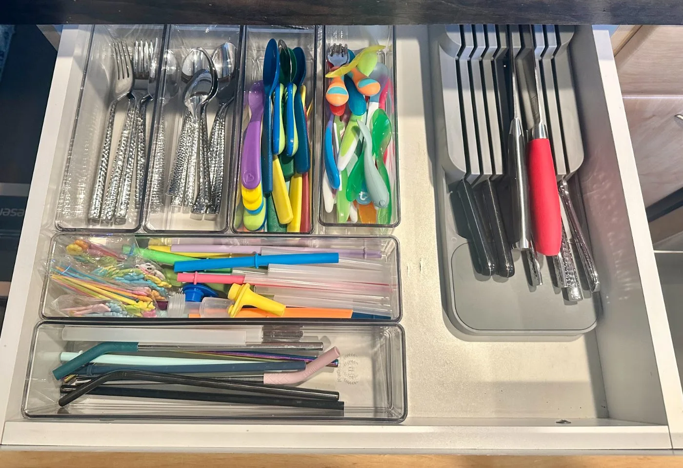 A sorted cutlery drawer