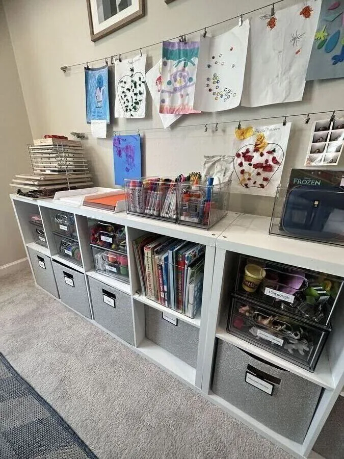 After — Playroom Shelves